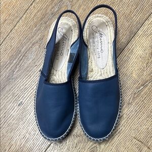 Gaimo Blue Leather Slingback Espadrilles Size 39/8.5US